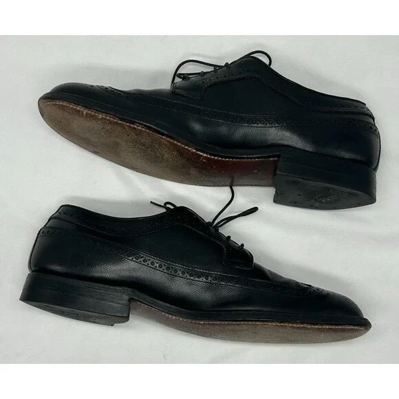 VINTAGE Alden 637 Wingtip Oxford Black Leather Dress Shoes- Truflare Sz 10.5 A/C - Picture 4 of 13